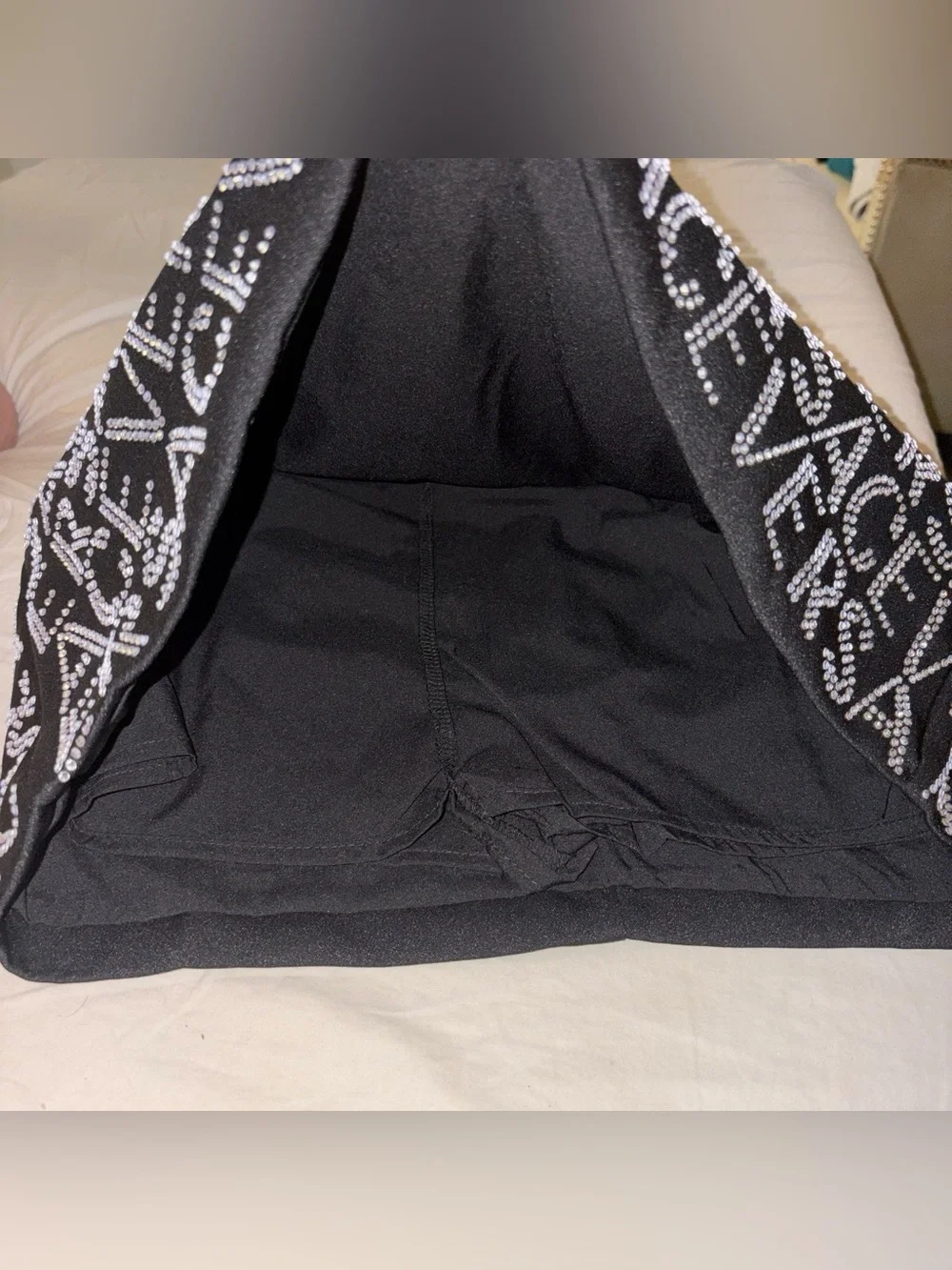 Versace Black Mini Skirt with Silver Logo crystals size S/M
